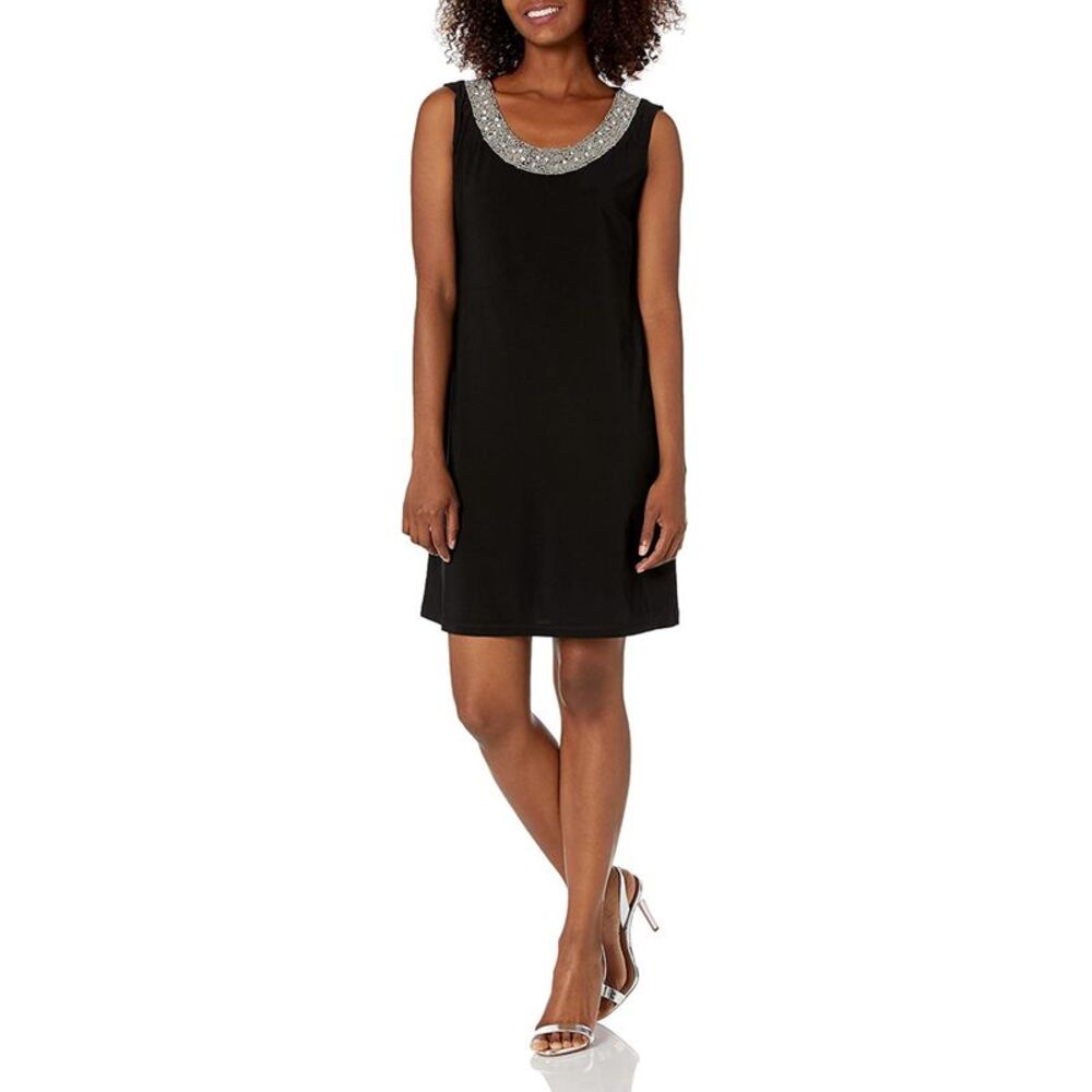 R&M RICHARDS PETITE Womens Black Open Front Jacket Short Dress Petites 4P